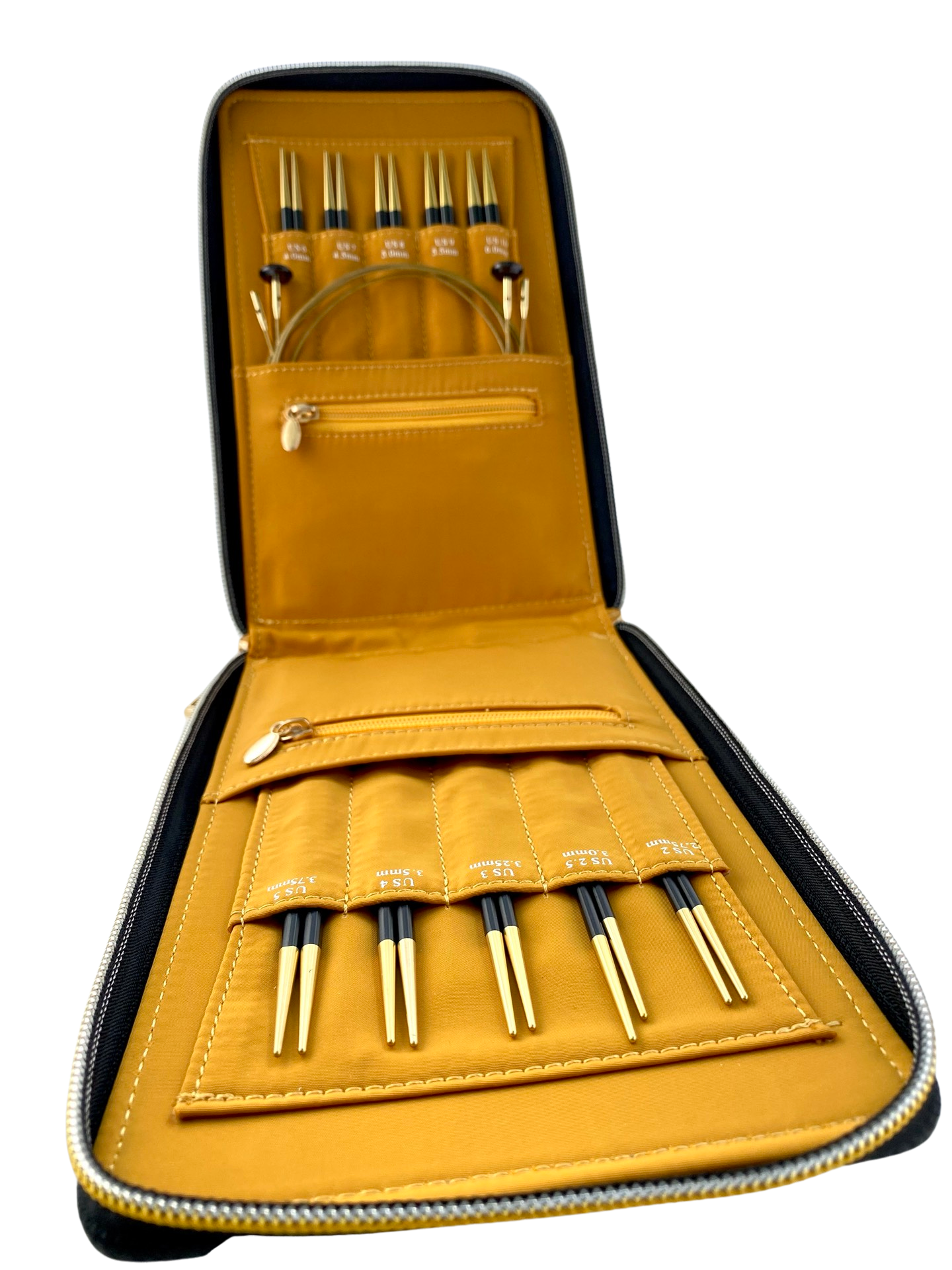 Genuine leather knitting needle organizer case